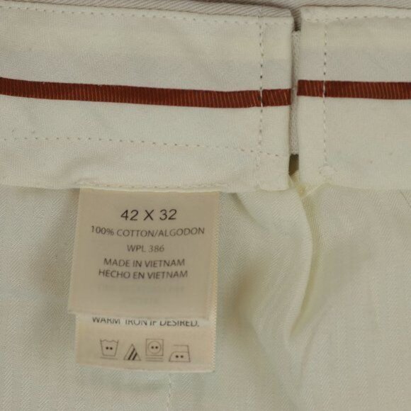 Haggar Men's Size 42x32 Cream Comfort Waist Flat Front Khaki Pants - Picture 8 of 9